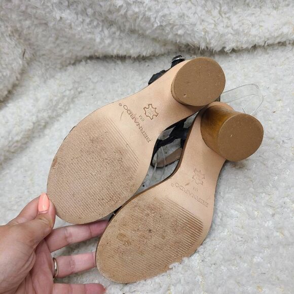 Bernardo Strappy Leather Wooden Heeled‎ Sandals sz 6 - Picture 7 of 8